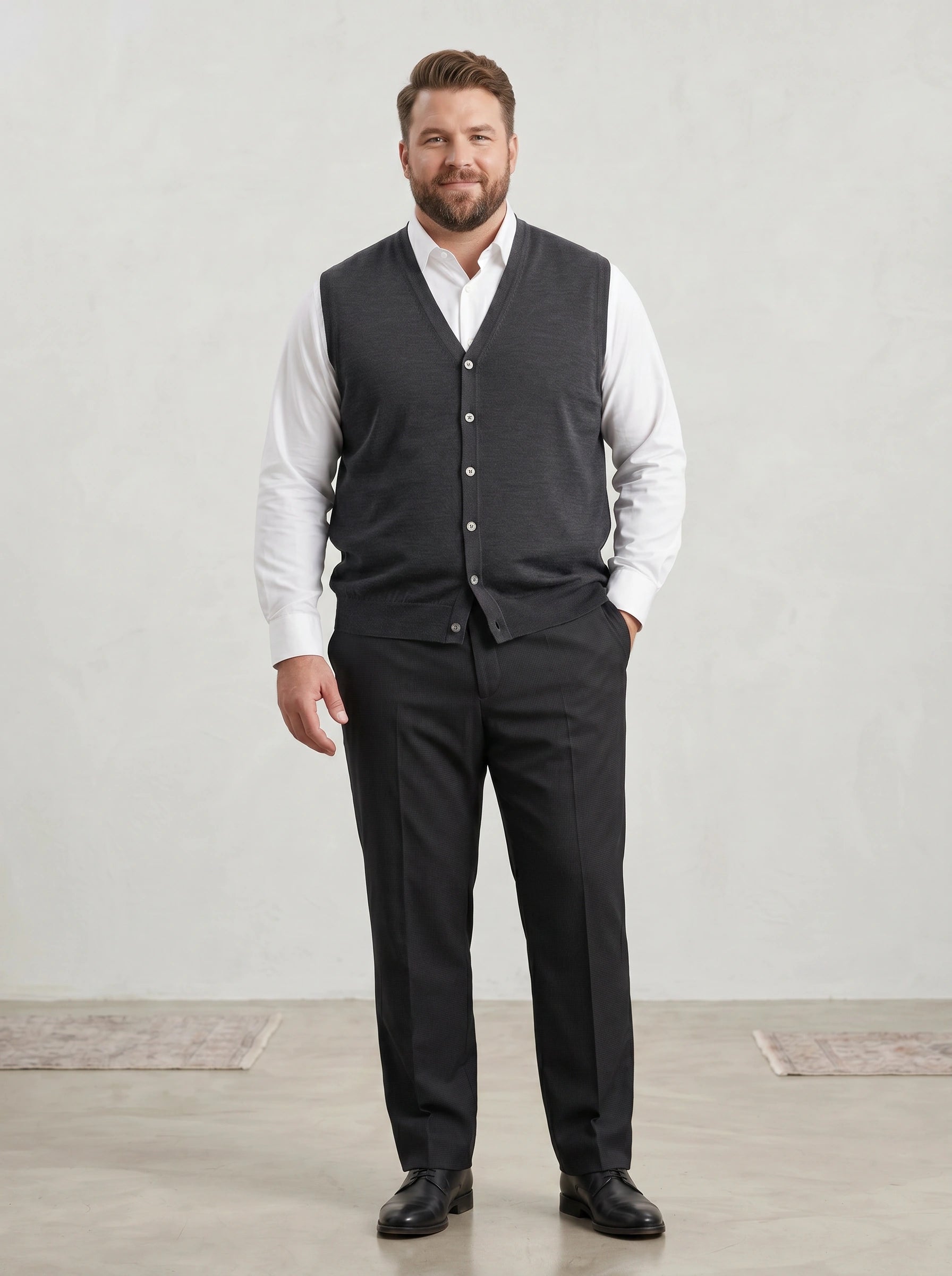 Gilet a Bottoni in Lana Merino