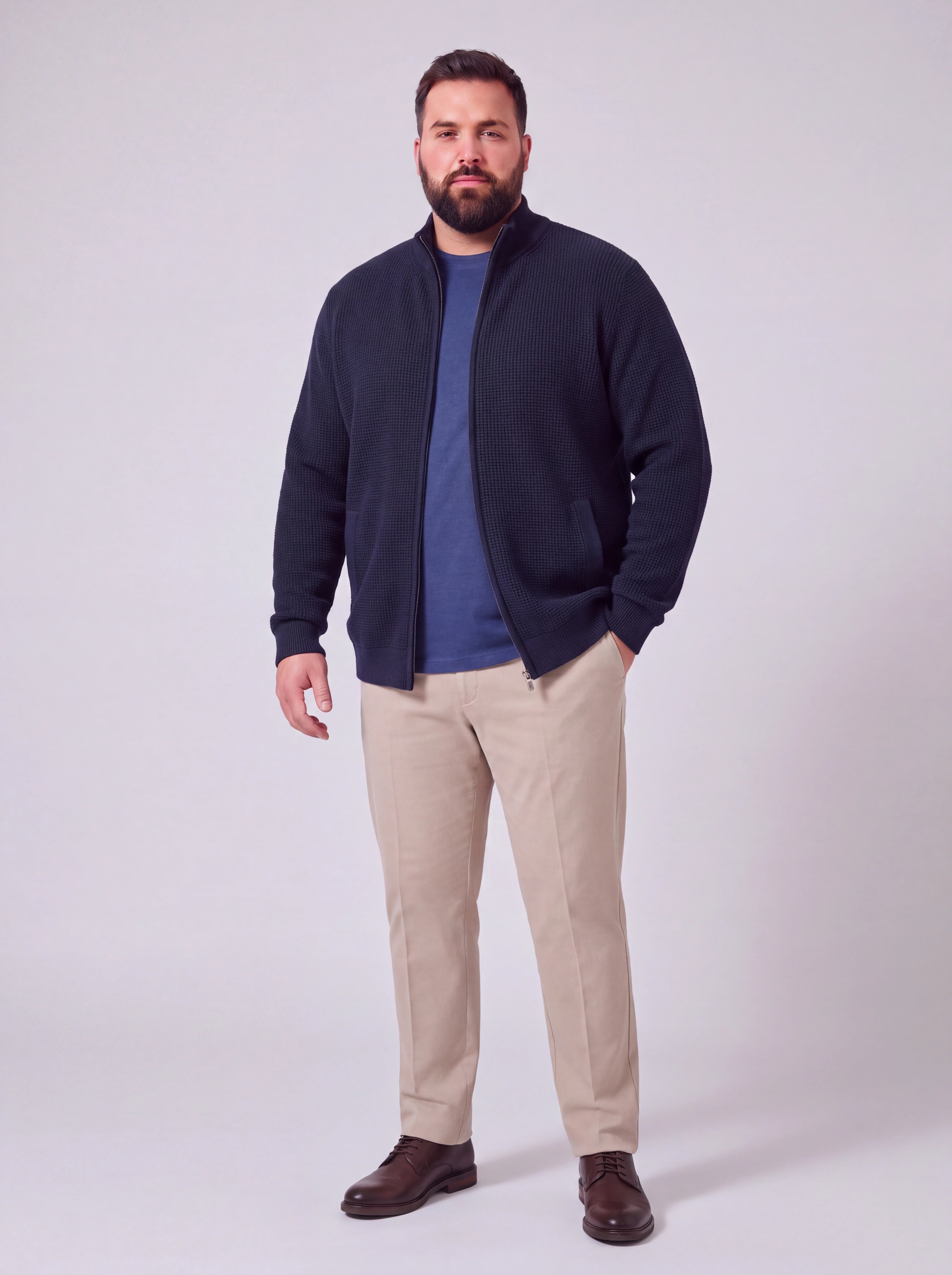 Maglia full zip in lana merino